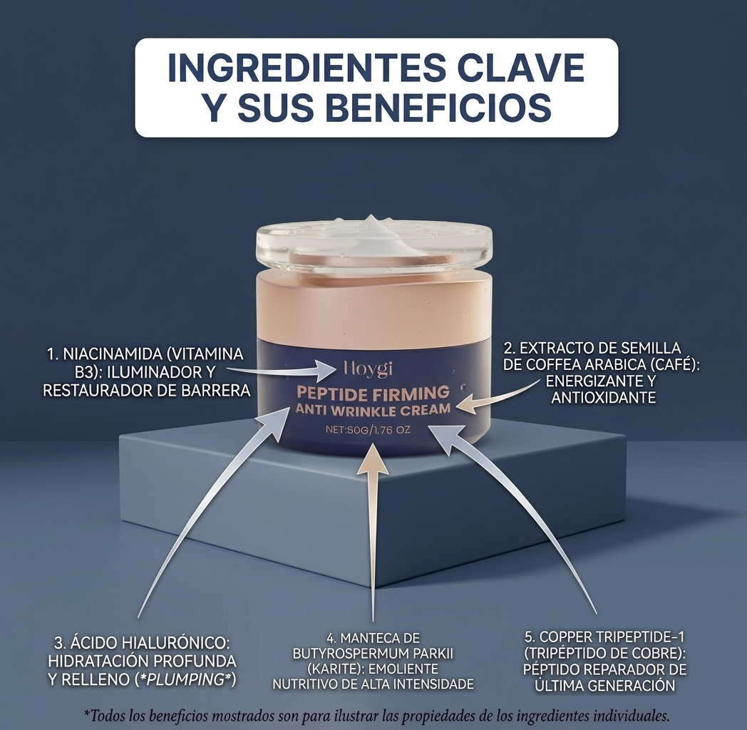 Hoygi Crema Reafirmante Antiarrugas con Péptidos – 50g